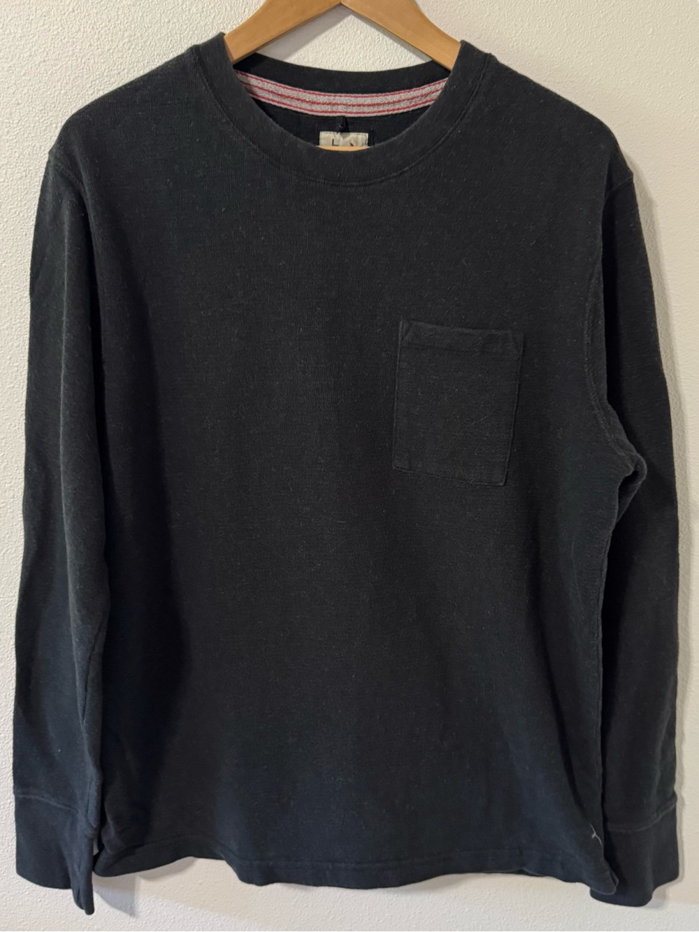 Huckberry Relwen Alpaca Cotton Knit Pullover Pocket Sweater Charcoal Gray-Large